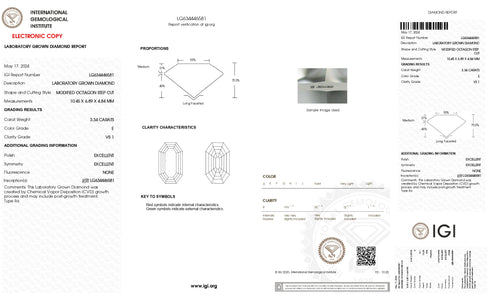 Emerald Cut Lab Grown Certified Loose Diamond