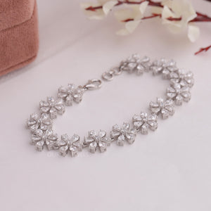 Flower Style Pear Lab Made Diamond Bracelet