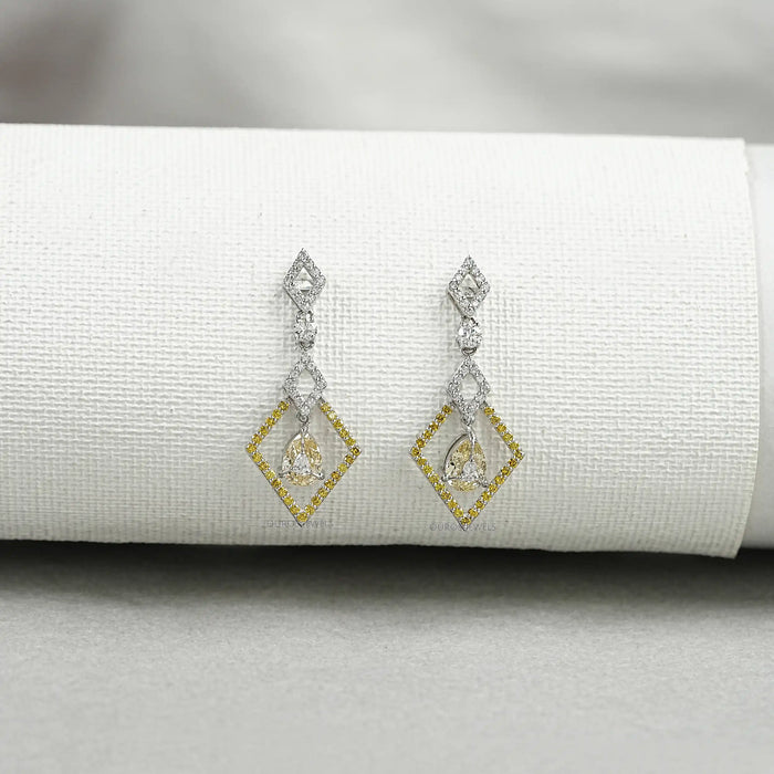 Kite Shape Pear Diamond Dangle Earrings