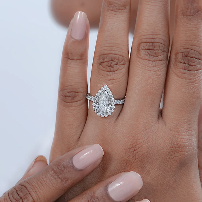 Pear Shape Diamond Halo Engagement Ring