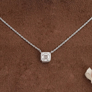 Asscher Cut Bezel Set Diamond Pendant 