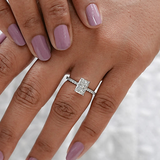 Radiant Cut solitare Accent Diamond Engagement Rings