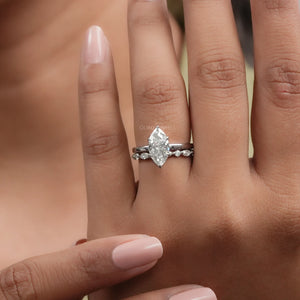 Marquise Cut Engagement Ring with Diamond Band