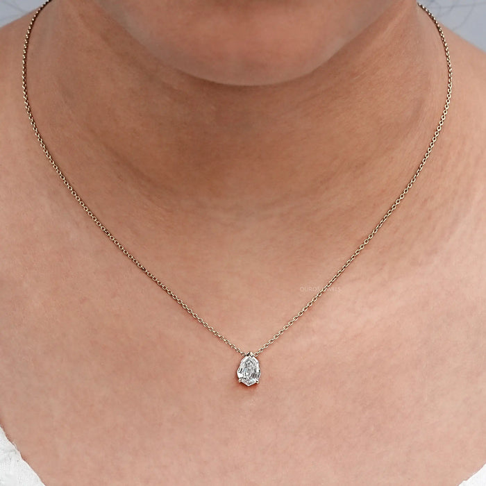 Classic Step Cut Pear Lab Diamond Pendant