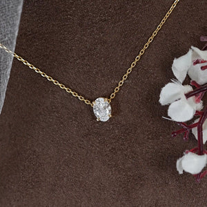 East-West Setting Oval Diamond Necklace