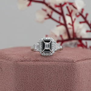 Three Stone Emerald Cut Lab Diamond Ring