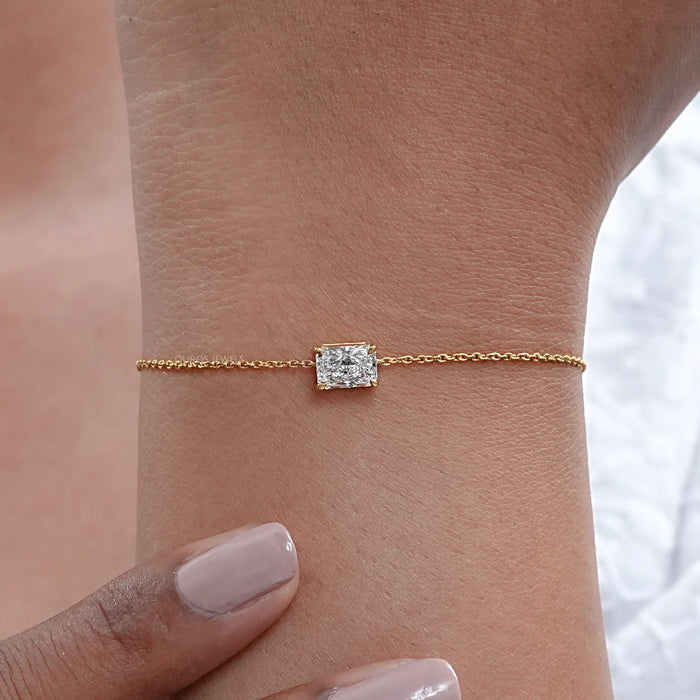 Radiant Cut Solitaire Diamond Charm Bracelet