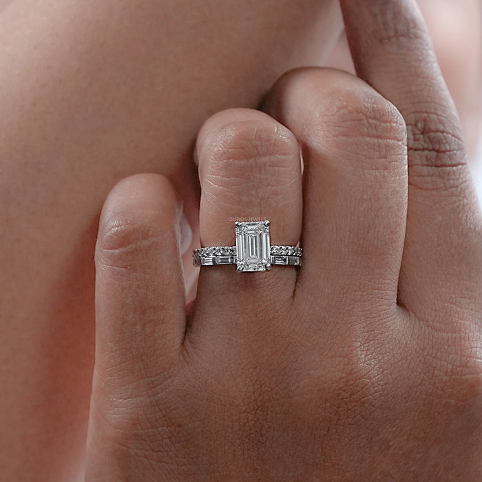 Emerald Cut Lab Made Diamond Bridal Set