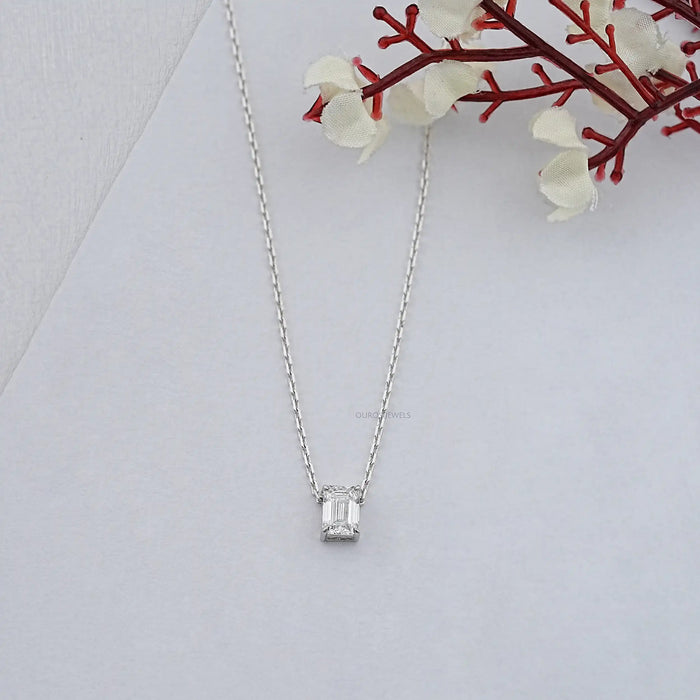 Emerald Cut Lab Created Diamond Pendant