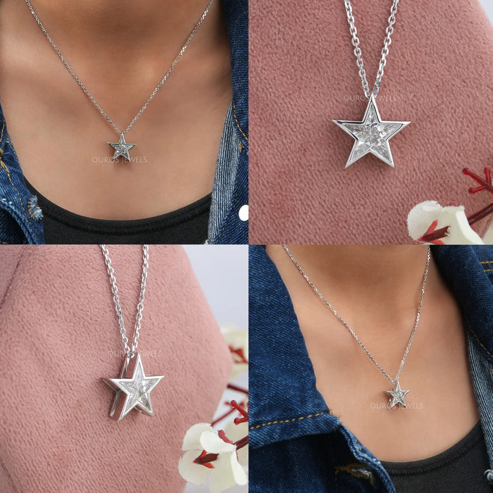 Star Shaped Pie Cut Diamond Necklace