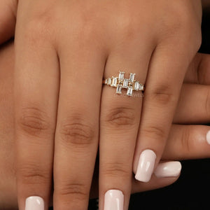 [A Women wearing Lab Grow Diamond Engagement Ring]-[Ouros Jewels]