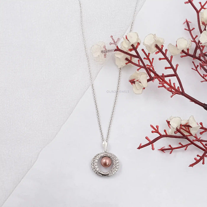 Pearl And Diamond Halo Pendant