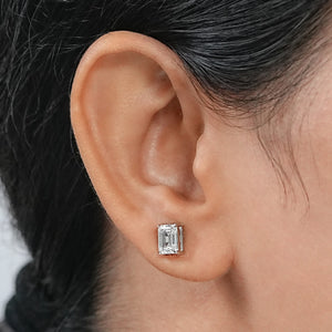 Emerald Cut Diamond Screw Back Earrings