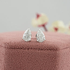 Pear Cut Solitaire Diamond Stud Earrings