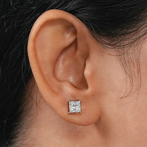 4 Prong Princess Cut Diamond Studs