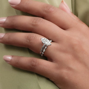 Marquise Cut Engagement Ring with Diamond Band