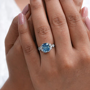 old mine cut blue diamond ring 