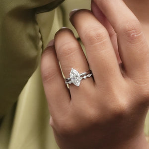 Marquise Cut Engagement Ring with Diamond Band