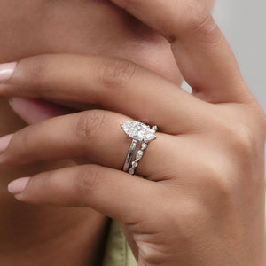 Marquise Cut Engagement Ring with Diamond Band