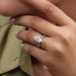 Marquise Cut Engagement Ring with Diamond Band