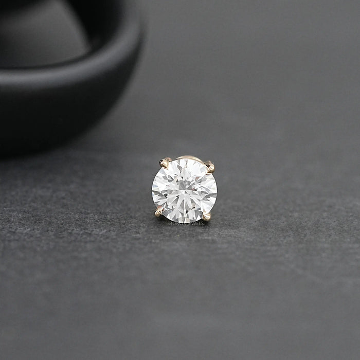 Round Solitare Diamond Men's Earring