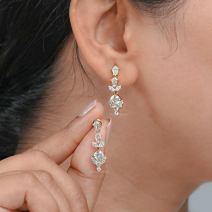 Multi Diamond  Dangle Earring