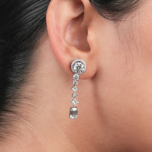 Mixed Shape Lab Diamond Drop Earrings