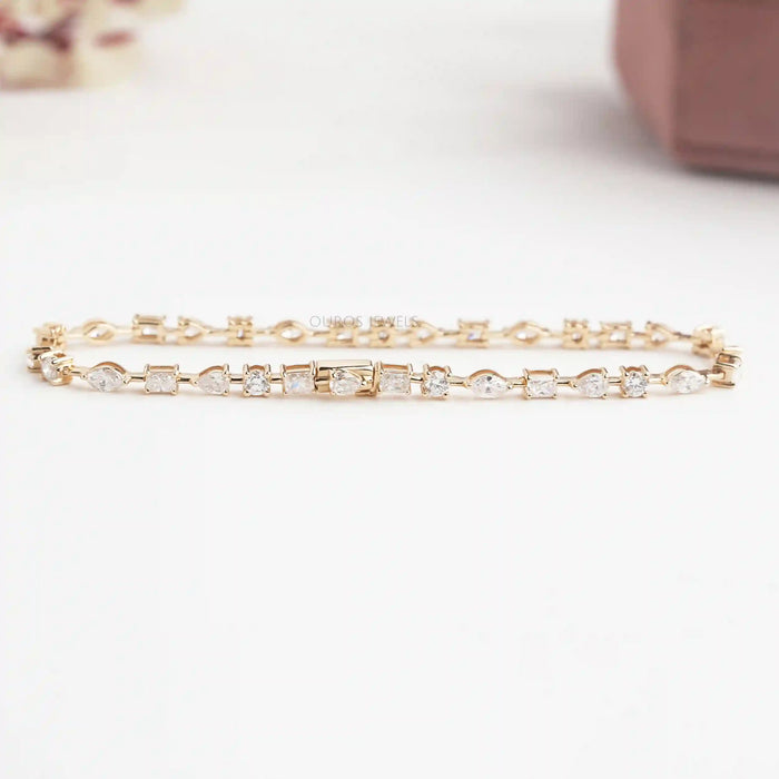 [Multi Diamonds East West Setting Bracelet]-[Ouros Jewels]