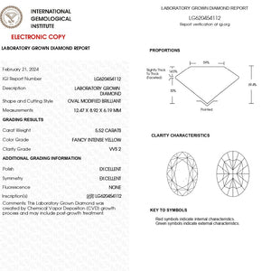 Modified Yellow Oval Lab Created Diamond