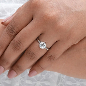 Bezel Old Mine Cushion Diamond Ring 