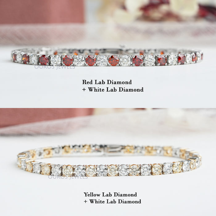 Fancy Colored Round Diamond Tennis Bracelets