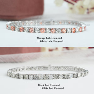 Multi Colored Lab Round Diamond Bracelet