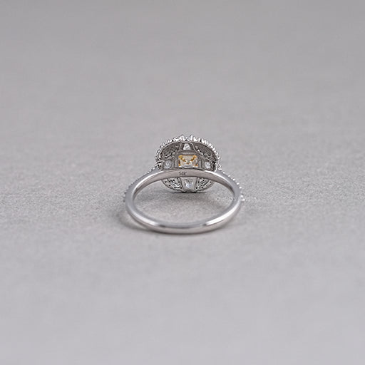 Yellow Asscher Cut Halo Lab Grown Diamond Engagement  Ring