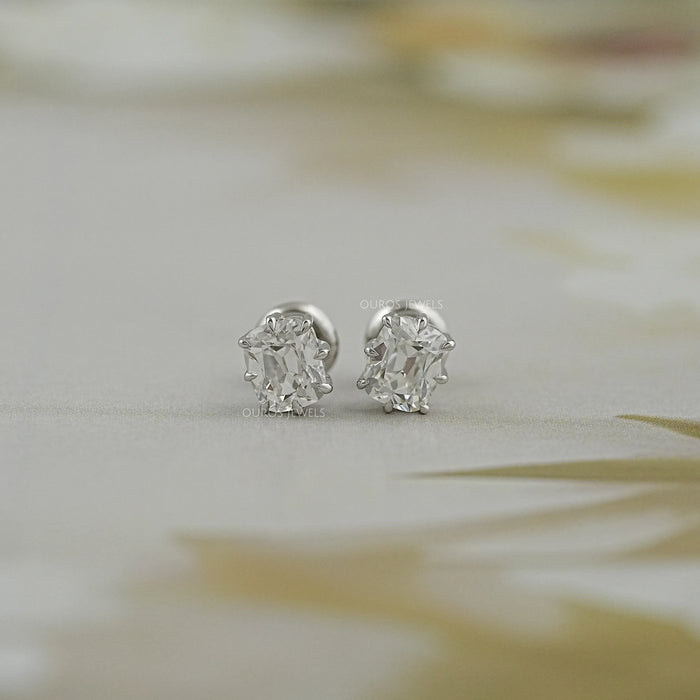 Old Mine Cushion Cut Diamond Stud Earrings