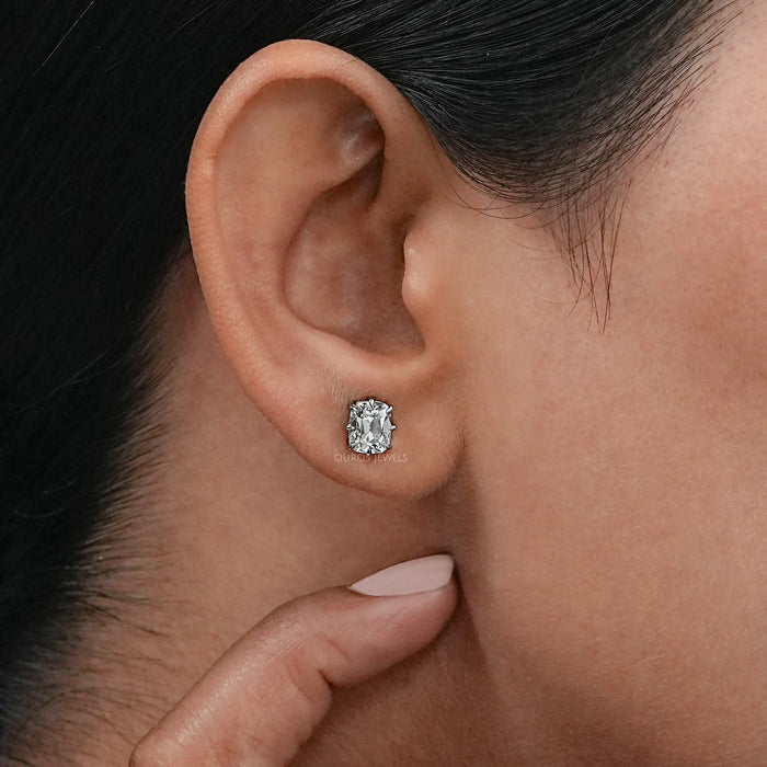 Old Mine Cushion Cut Diamond Stud Earrings