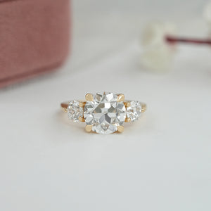 Three Stone OEC Round Cut Lab Grown Engagement Ring