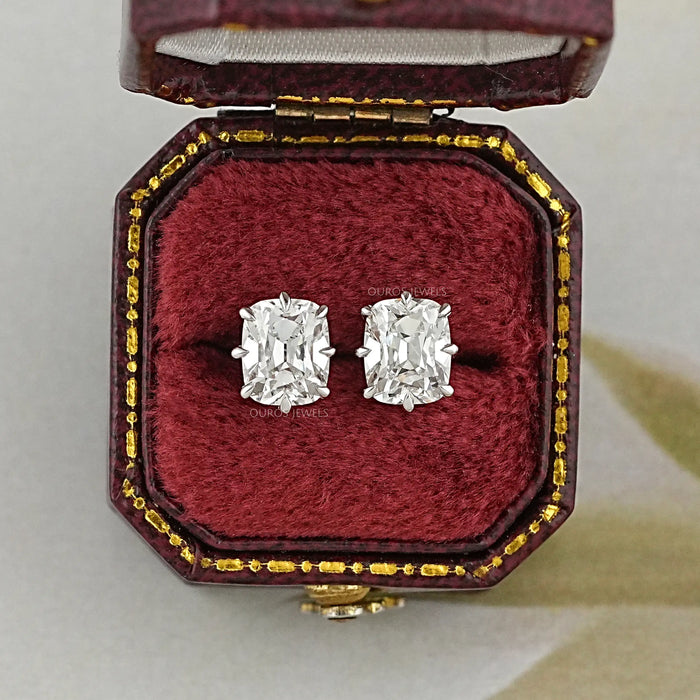 Old Mine Cushion Cut Diamond Stud Earrings