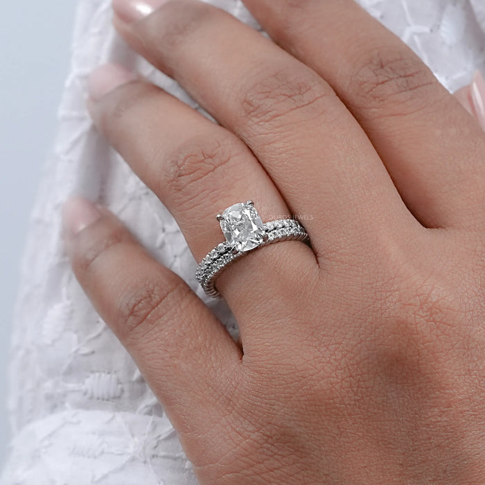 Old Mine Cut Cushion Diamond Bridal Ring Set