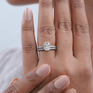 Old Mine Cushion Cut Solitaire Accent Bridal Ring Set