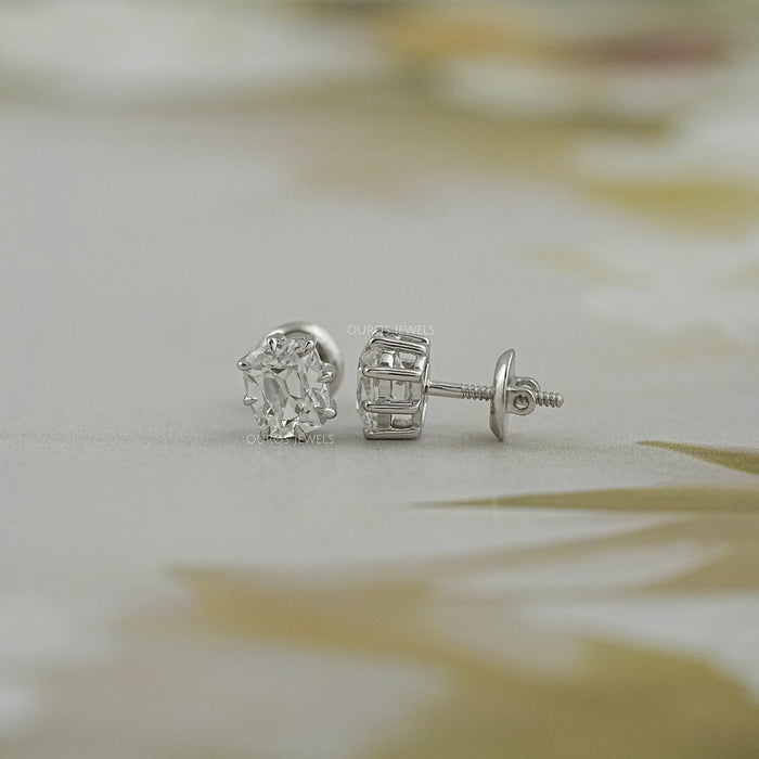 Old Mine Cushion Cut Diamond Stud Earrings