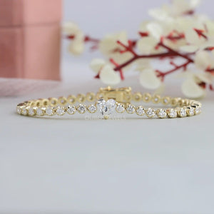 [Front View of Old cut bracelet with a heart diamond on it]-[Ouros Jewels]