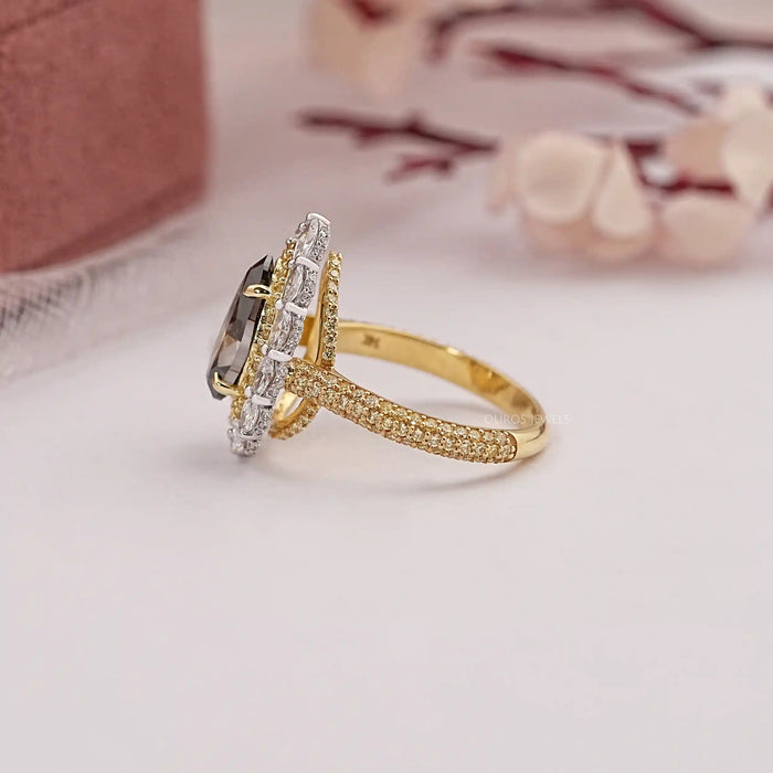 pear cut double halo ring