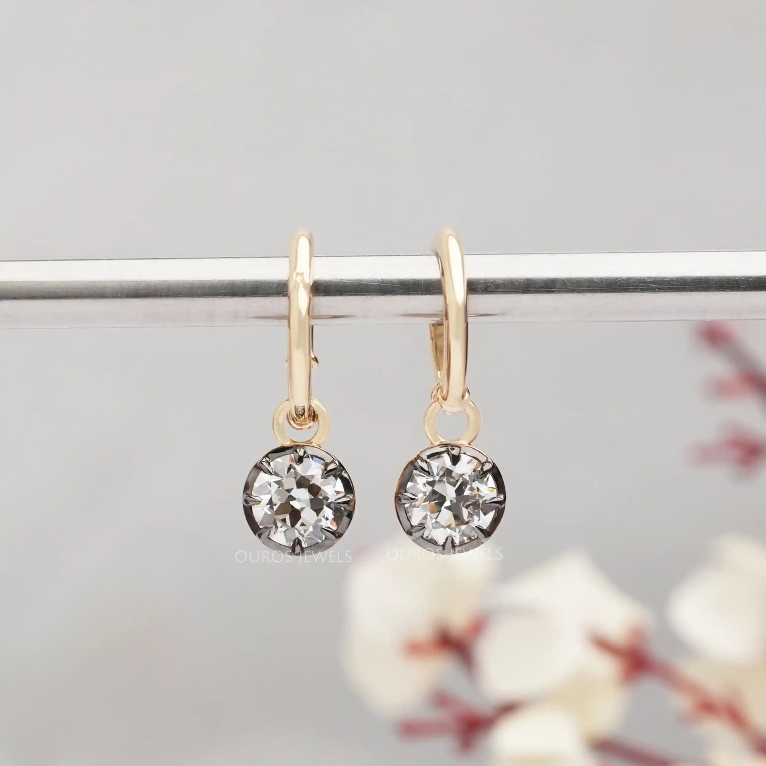 Antique OEC Round Diamond Drop Earrings