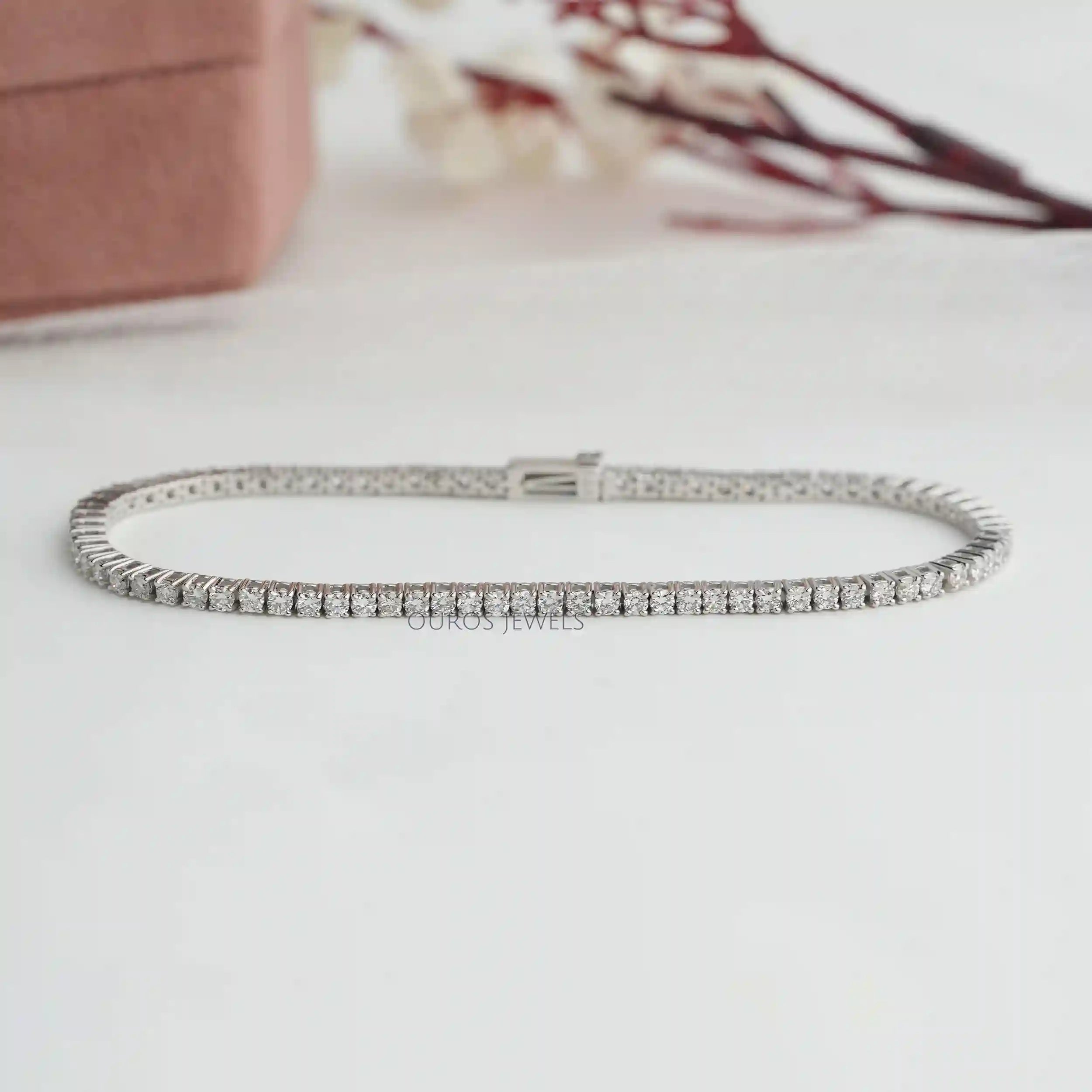 Round Lab Created Diamond Tennis Bracelet