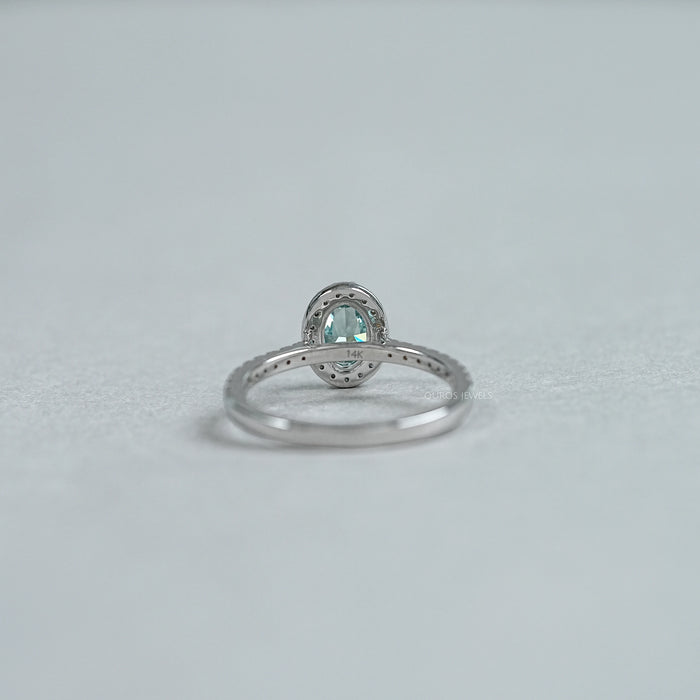 Fancy Vivid Green Oval  Cut Lab Diamond  Halo  Ring