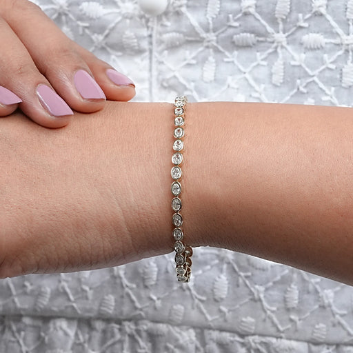 Oval Diamond Bezel Set Tennis Bracelet