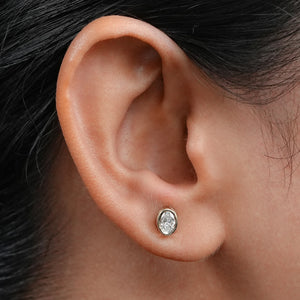 Oval Lab Grown Diamond Bezel Set Stud Earring