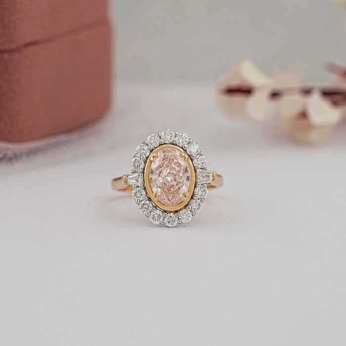 yellow gold oval diamond halo engagement ring 