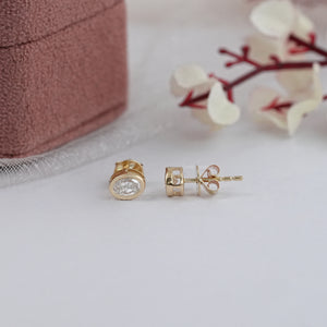 Oval Lab Diamond Bezel Set Stud Earring