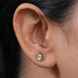 Oval Lab Grown Diamond Bezel Set Stud Earring